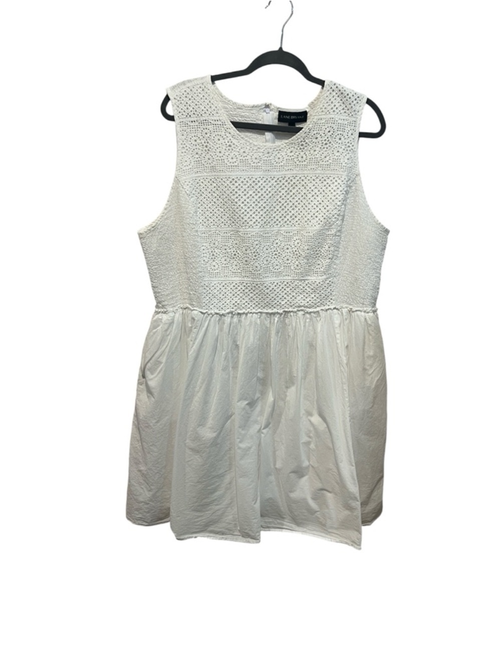 Lane Bryant white Eylet sleeveless fit and flare knee length cotton dress 24